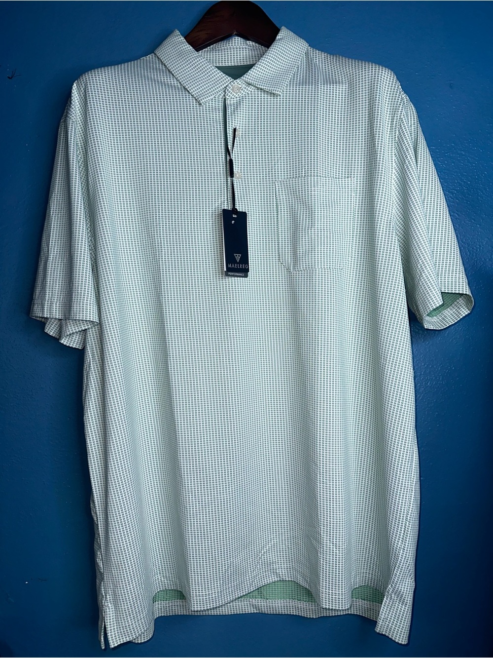 Men’s Green Micro-Check Polo Shirt